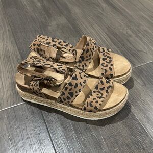 Leopard Print Platform Sandals